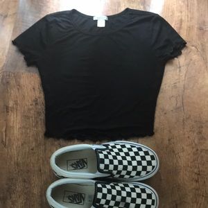 Bozzolo Ribbed Black Crop Tee